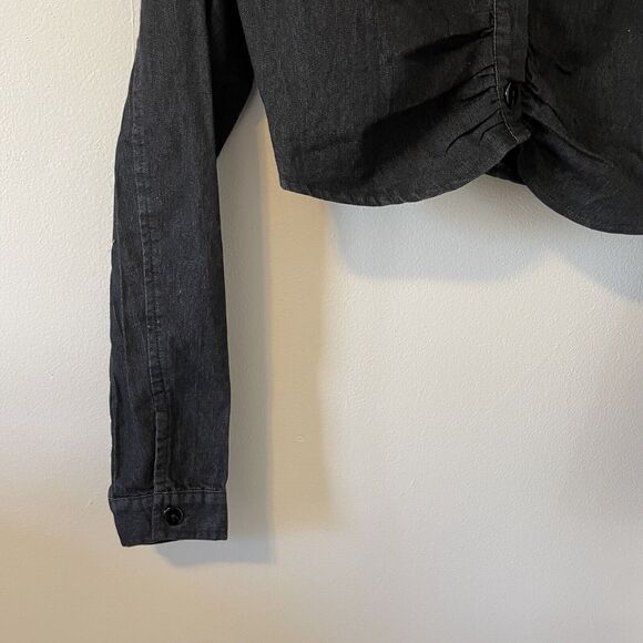 Revolve Superdown Dream Button Up Top Dark Denim Sz S - Picture 10 of 14